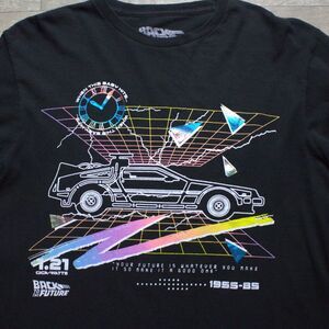 Back to the Future Long Sleeve T Shirt Mens M Black Metallic Color Delorean